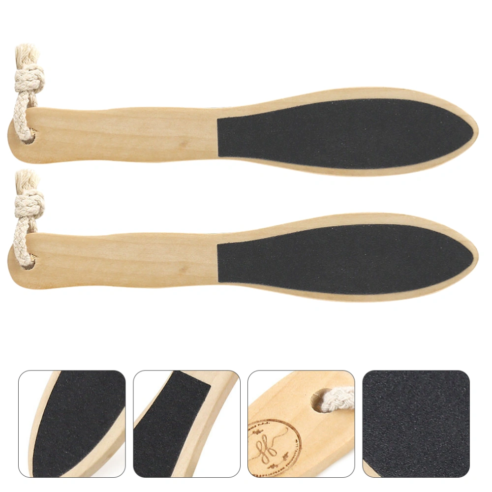 2Pcs Wooden Foot Scrubbing Board Foot Massage Brush Pedicure Care Tool Black