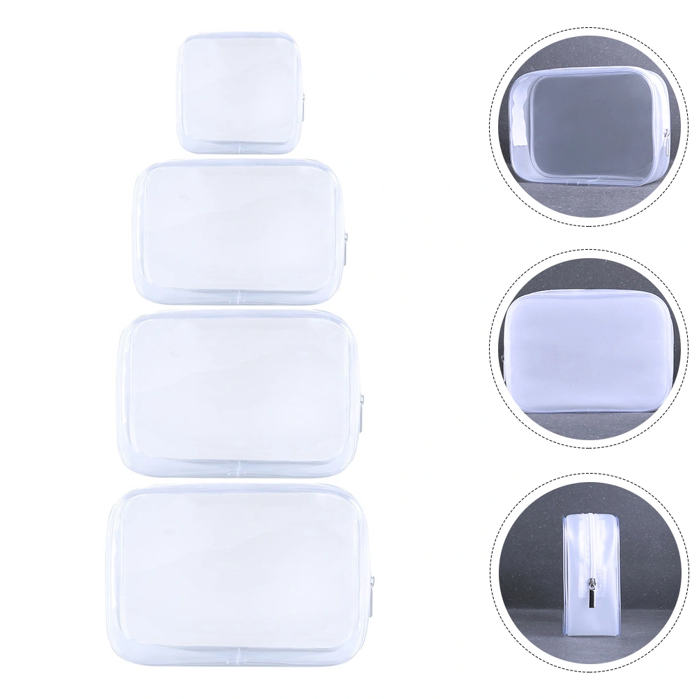 4Pcs Clear Makeup Bags Travel Cosmetic Bags PVC Waterproof Bags Transparent Makeup Bags