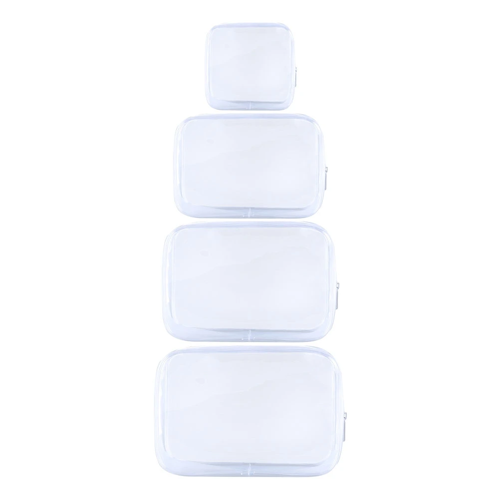 4Pcs Clear Makeup Bags Travel Cosmetic Bags PVC Waterproof Bags Transparent Makeup Bags
