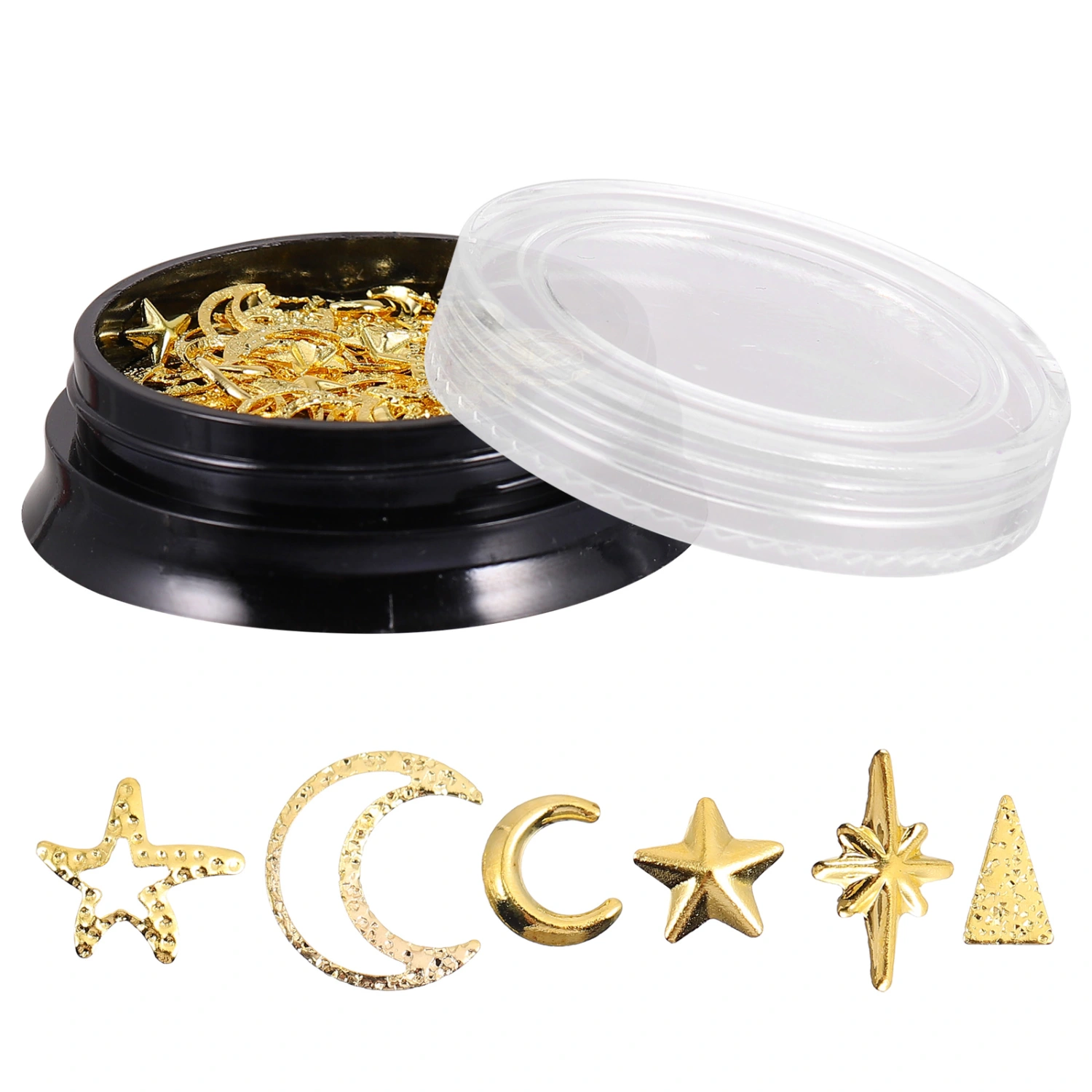 1 Box DIY Gold Moon Star Nail Charms Manicure Glitter Alloy Nail Art Decoration
