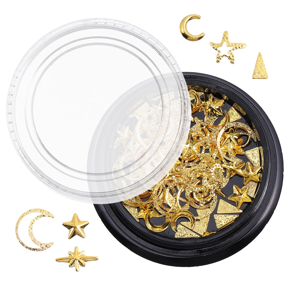 1 Box DIY Gold Moon Star Nail Charms Manicure Glitter Alloy Nail Art Decoration