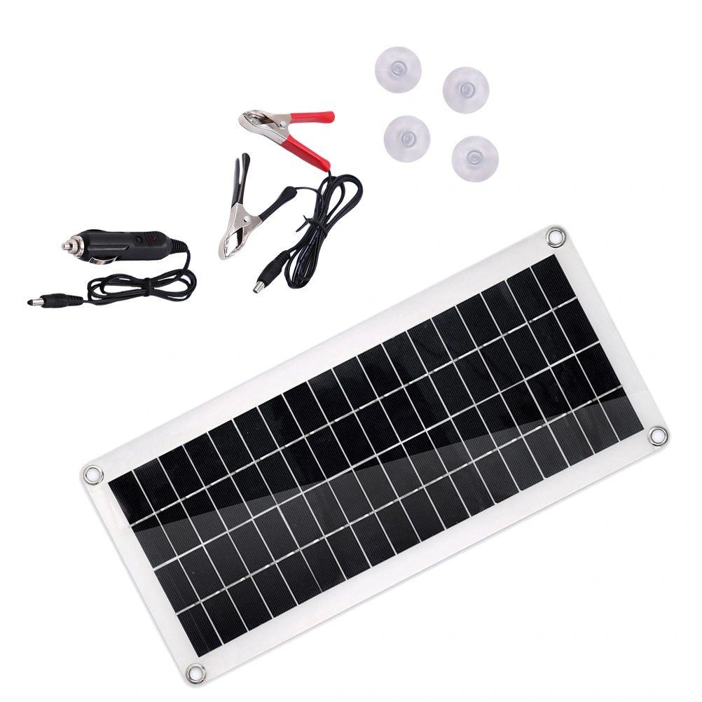 1 Set 20w Solar Power Panel Photovoltaic Panel Quick Charging Solar Panel(Black)