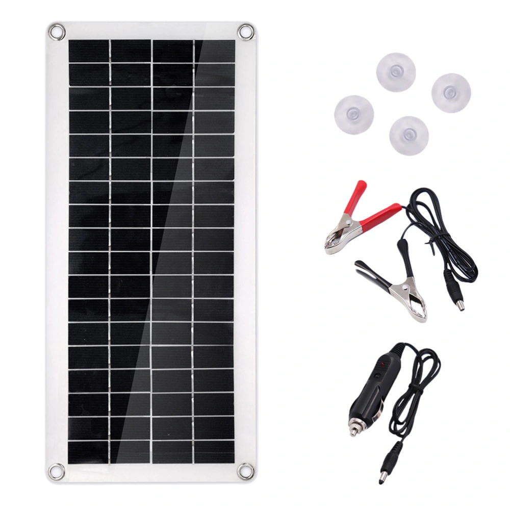 1 Set 20w Solar Power Panel Photovoltaic Panel Quick Charging Solar Panel(Black)