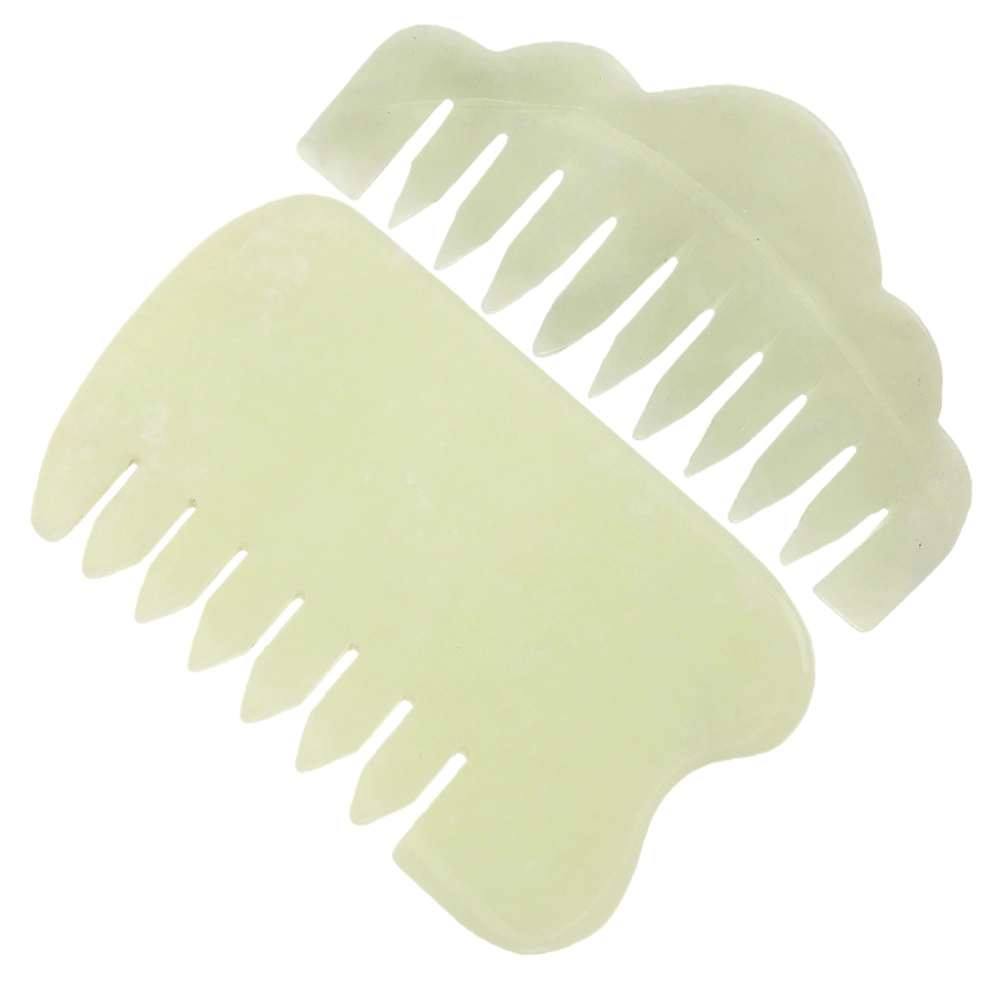 2pcs Comfortable Massage Combs Handheld Jade Combs Decorative Jade Combs for Parents Gifts