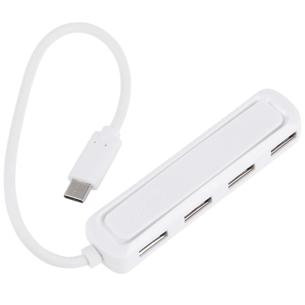 1Pc Type-C Hub OTG Type-C to 4 USB 2.0 Converter USB-C to 4 USB Hub (White)