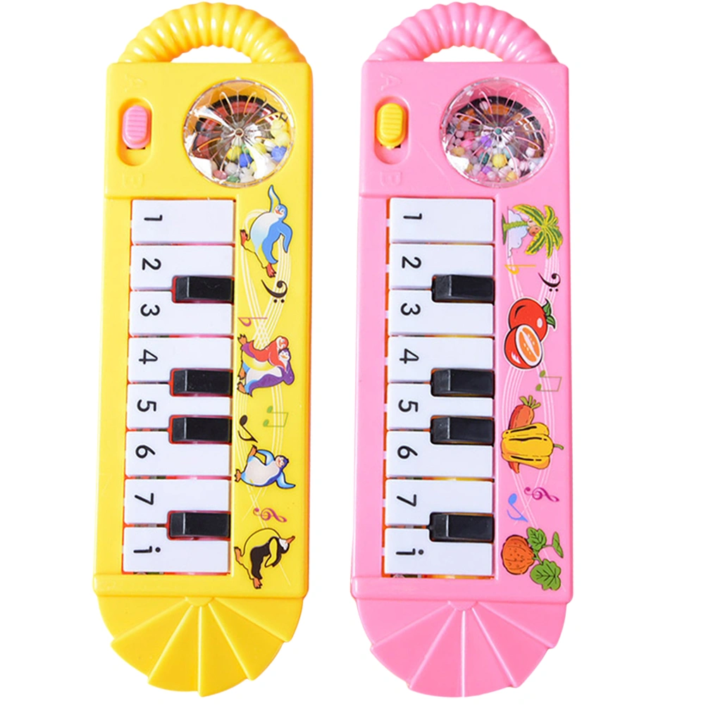 2pcs Baby Musical Toys Baby Keyboard Small Cartoon Piano Toy Travel Baby Piano Toy