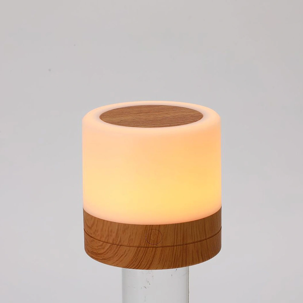 1pc Light Adjustable Led Colorful Light Wood Grain Charging Night Light Bedside Night Light Bedside Lamp for Home (Assorted Color)