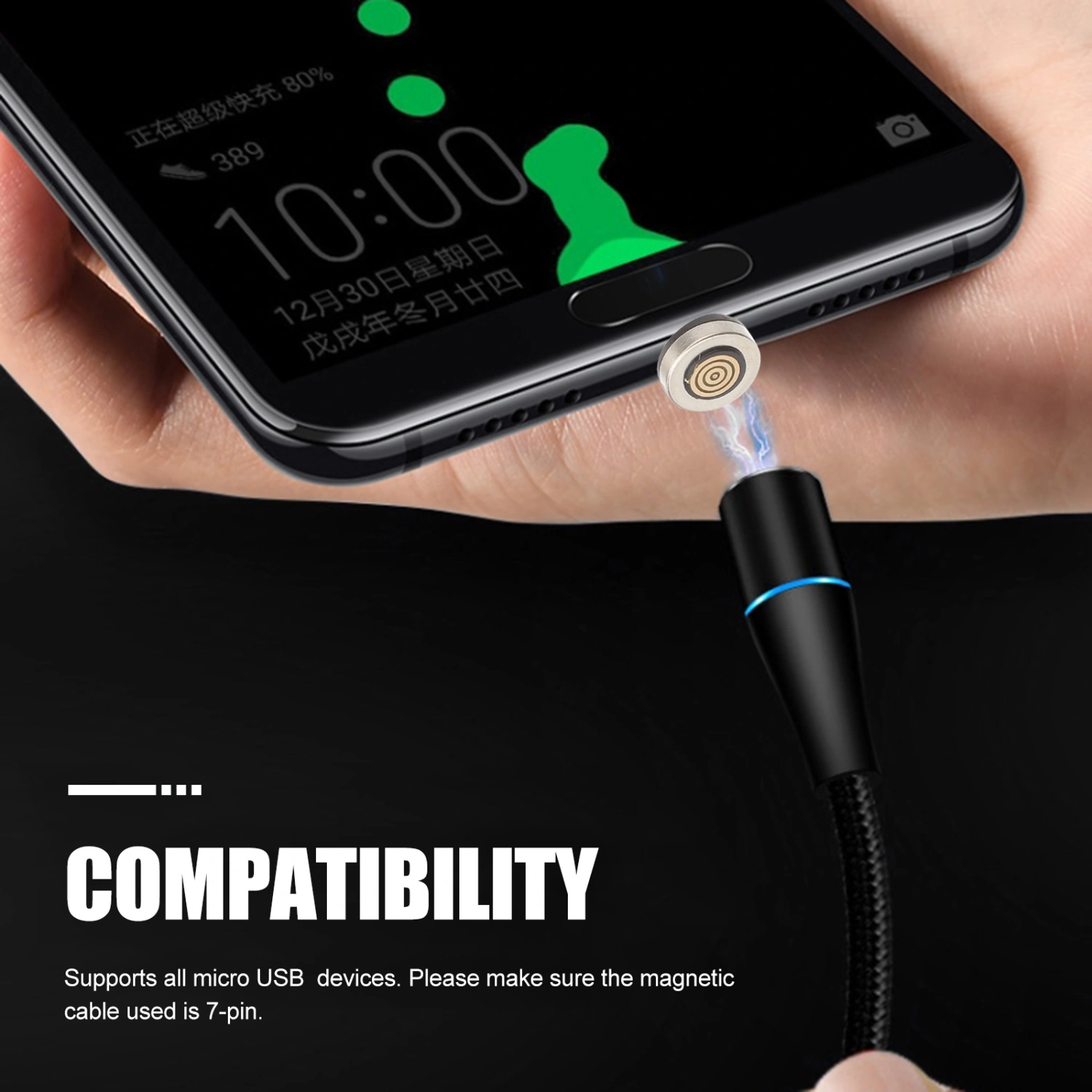 4pcs Micro USB Magnetic Adapter Rotatable Magnetic USB Cable Adapter Tip