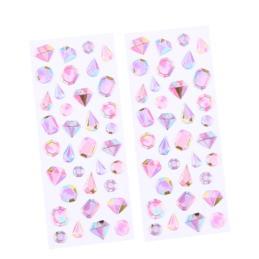 2 Sheets DIY Use Diary Album Mobile Shell Decoration Crystal Diamond Stereo Epoxy Sticker