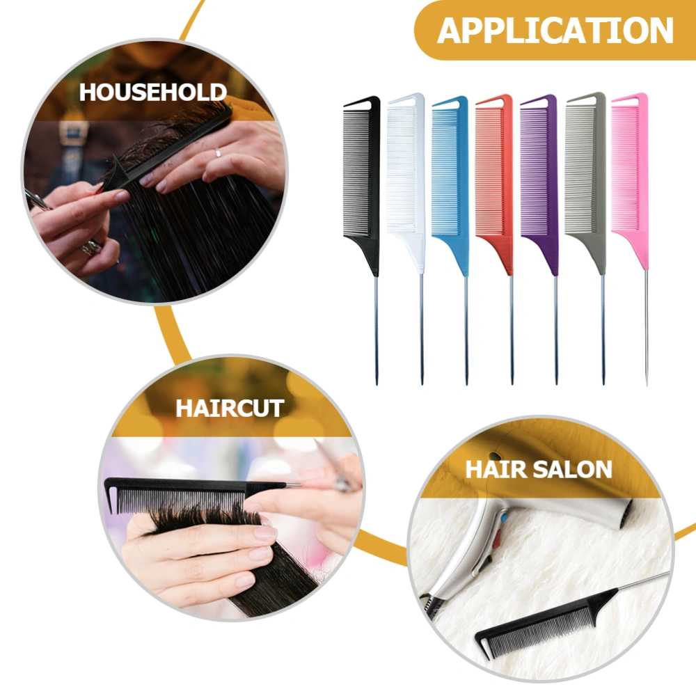 6pcs Colorful Rat Tail Comb Hair Styling Comb Home Salon Hairdressing Tool