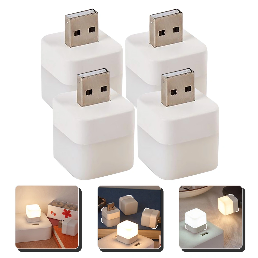 4pcs LED Night Lamps USB Plug In Night Lights Bedside Night Lights Mini Ambient Lights
