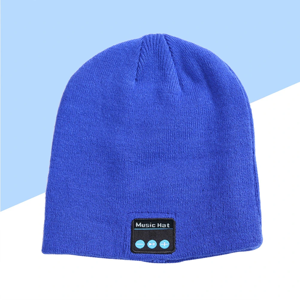 Winter Knitted Music Hat USB Charging Hat with Stereo Headphone Headset Speaker Wireless Hands-Free for Men Women Fitness Outdoor Sports Skiing (Blue)