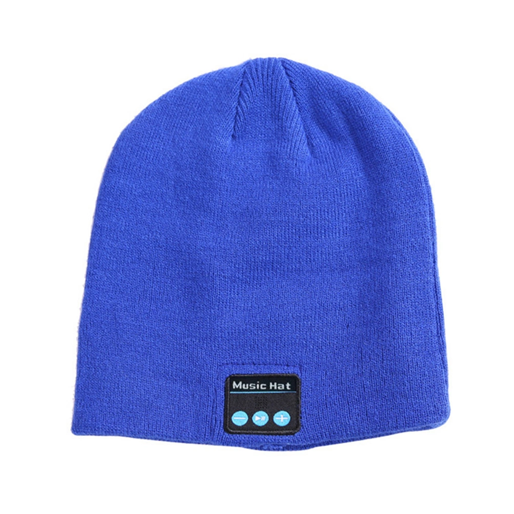 Winter Knitted Music Hat USB Charging Hat with Stereo Headphone Headset Speaker Wireless Hands-Free for Men Women Fitness Outdoor Sports Skiing (Blue)