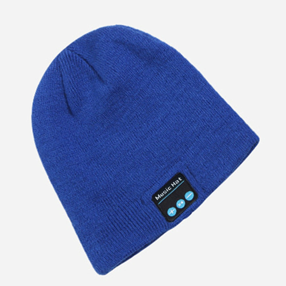 Winter Knitted Music Hat USB Charging Hat with Stereo Headphone Headset Speaker Wireless Hands-Free for Men Women Fitness Outdoor Sports Skiing (Blue)