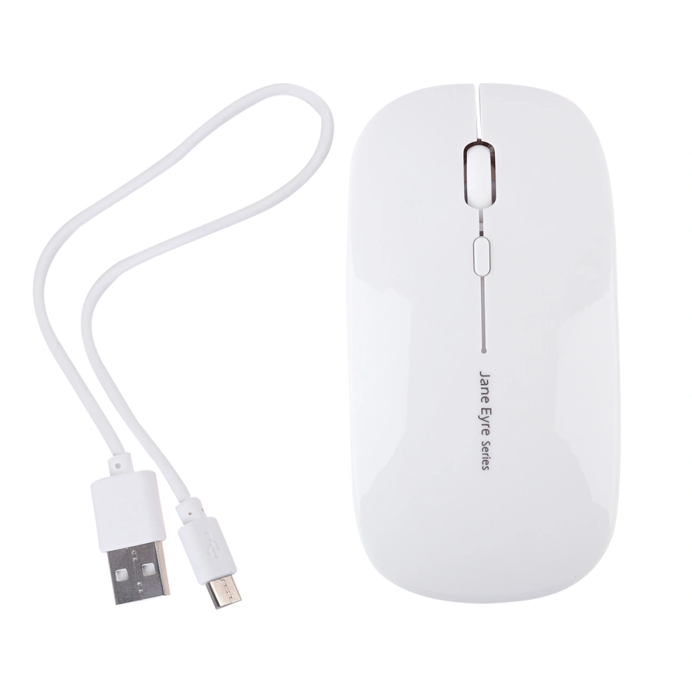 2.4G Charging Wireless Mouse Silence Mouse Practical Ultra-thin Mouse for Computer (White, Charging Style)