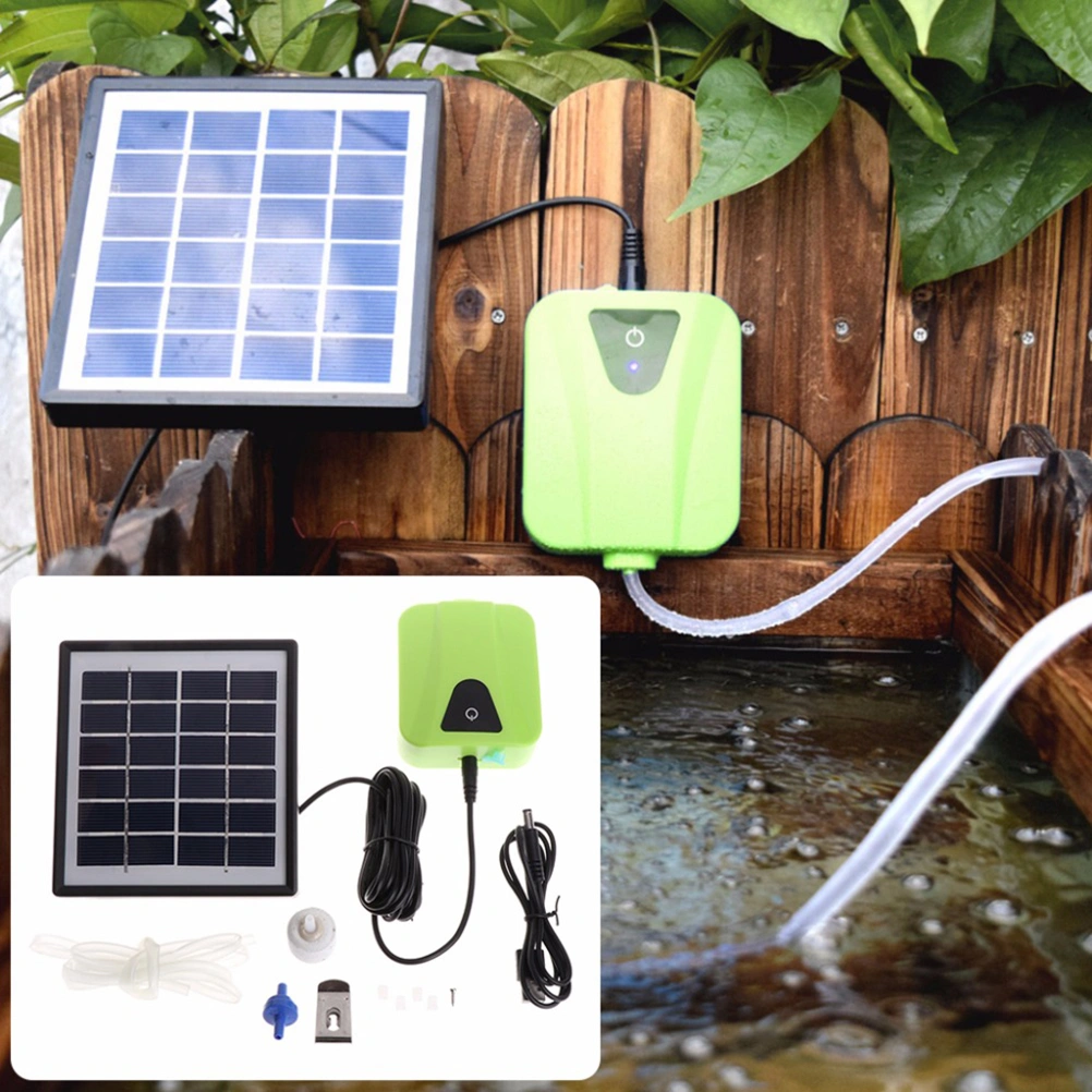 Solar Charging Moving Air Bubble Aerator Aquarium Fish Tank Pond Pump Hydroponic Oxygen (Green)