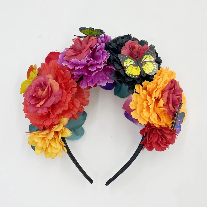 Day of The Dead Headpiece Flower Crown Flower Headband Festival Flower Headpiece