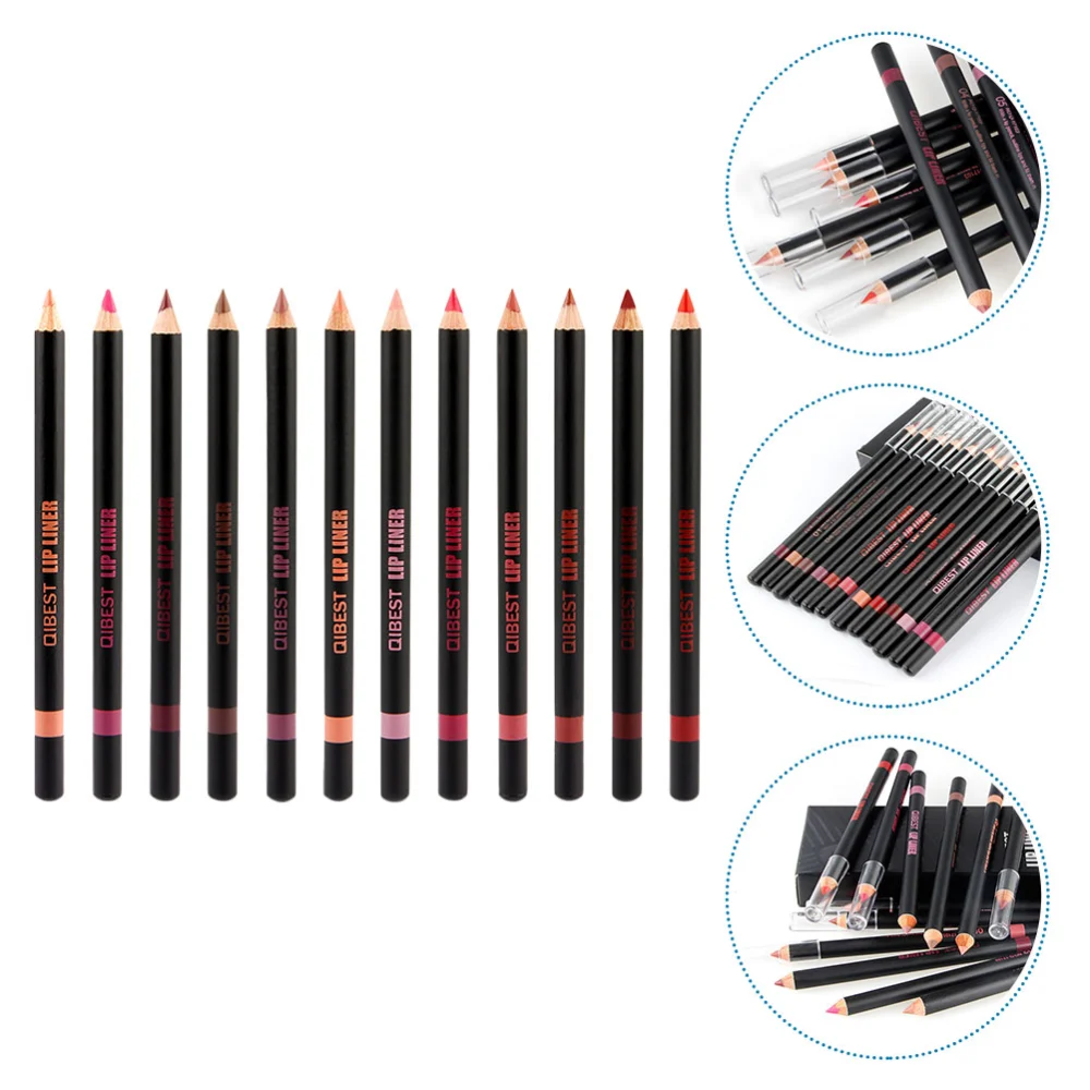 12Pcs Makeup Lip Liner Lip Lining Pencil Woman Lip Pencil Cosmetic Supplies