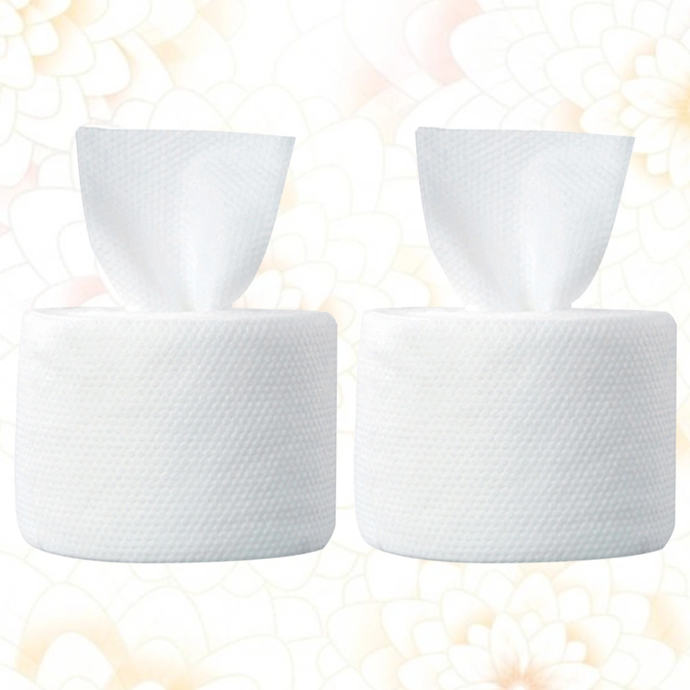 2 Rolls of Disposable Face Washing Towel Cotton Towel Wet and Dry Use Towel Facial Tissue