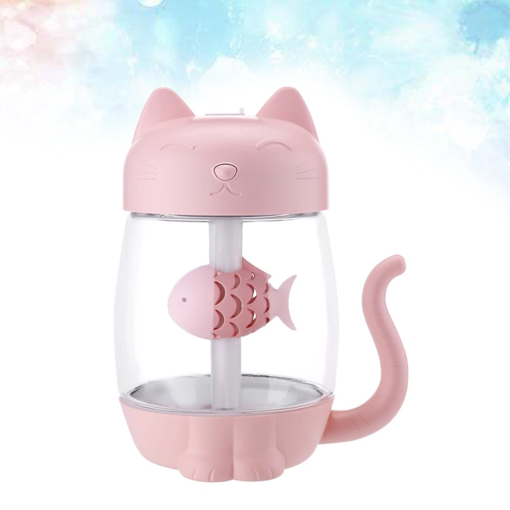 3 In 1 USB Cat Air Humidifier Mini Humidifier Essential Oil Diffuser Purifier Atomizer with LED Light Fan for Home Office Car(Pink)