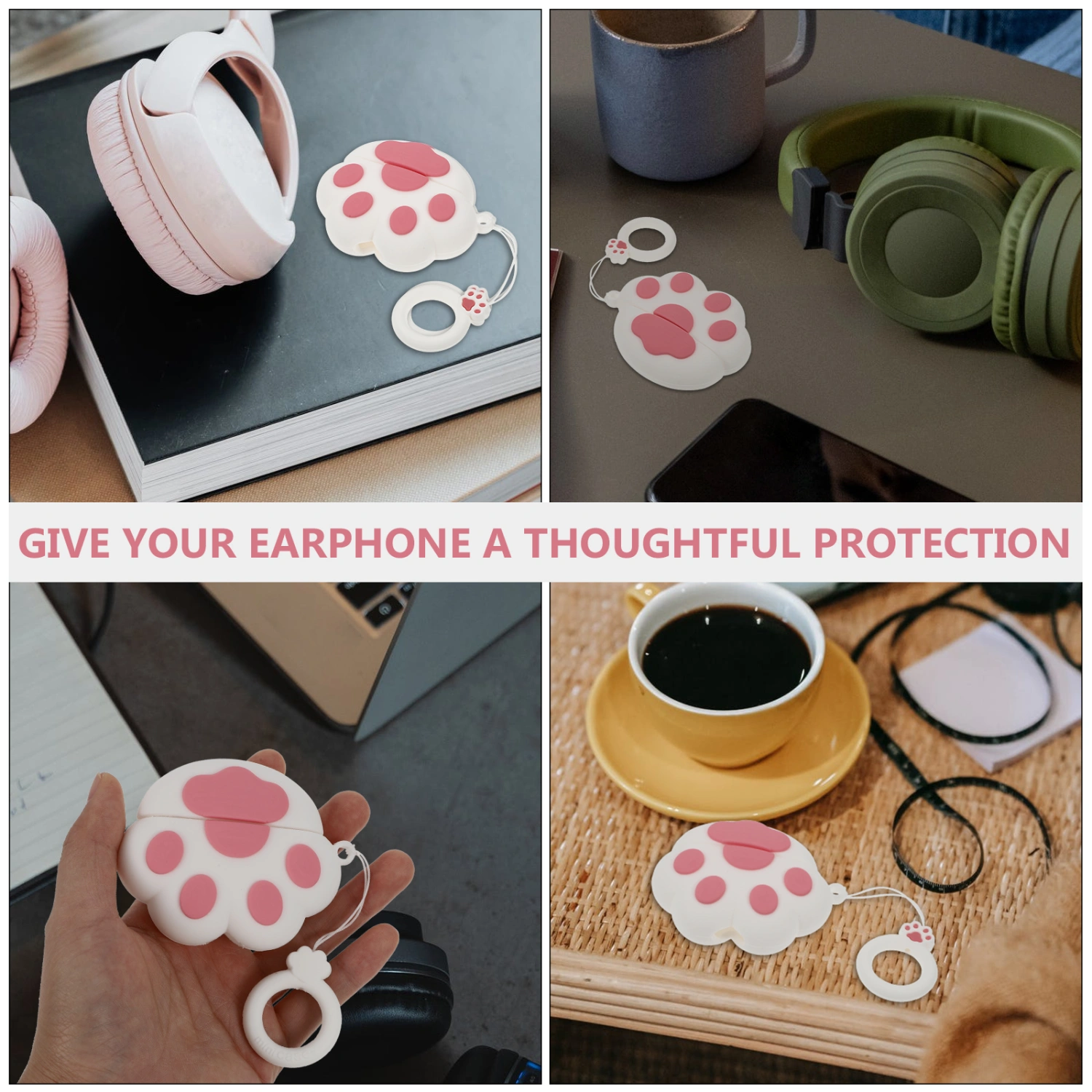 Wireless Earphone Cover Headset Cat Paw Shell Compatible for Airpods Pro3
