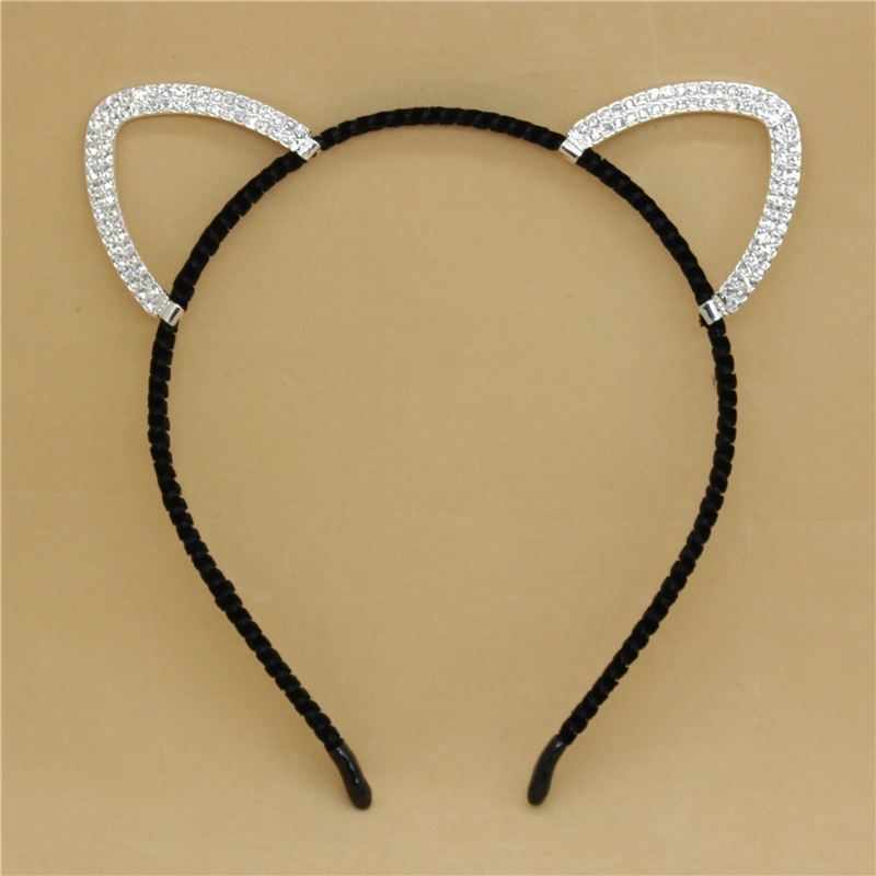 3pcs Cat Ear Headband Rhinestone Halloween Headband Cosplay Decoration Prop