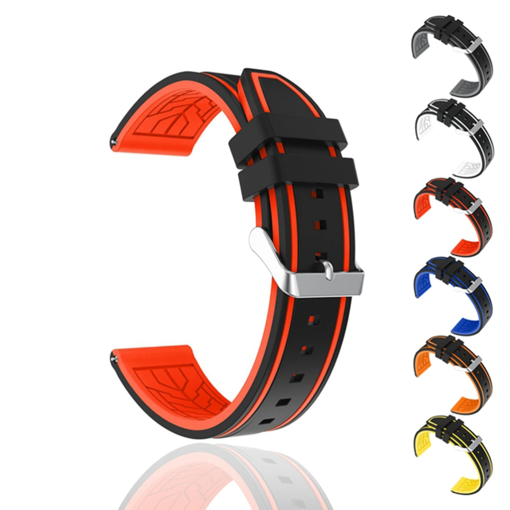 Silicone Watch Band Replacement Watchband Dichromatic Watch Strap Compatible for S3 (22mm Black and Orange)