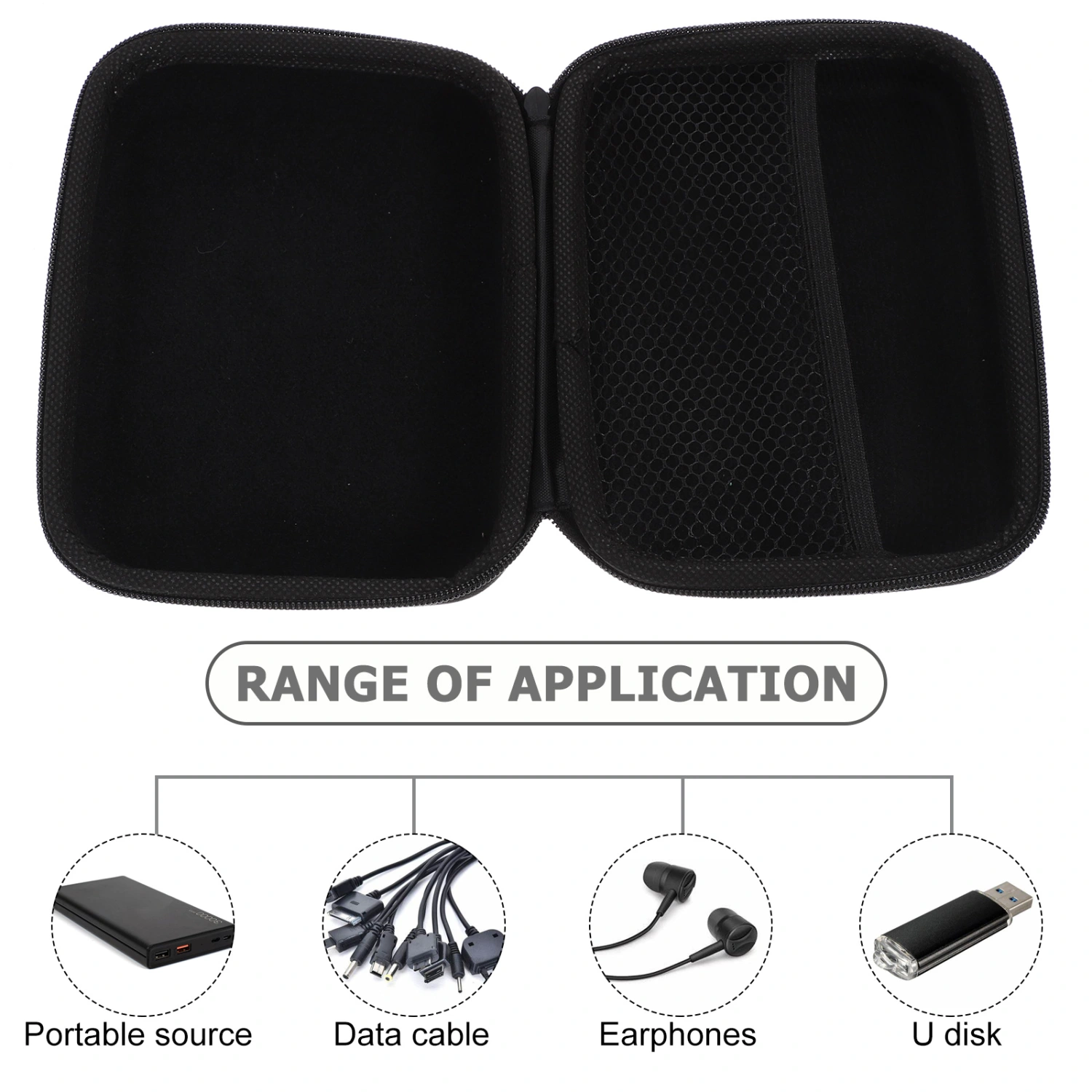 Portable Storage Bag Charger Storage Case Protective Organizer Hard Disc Container