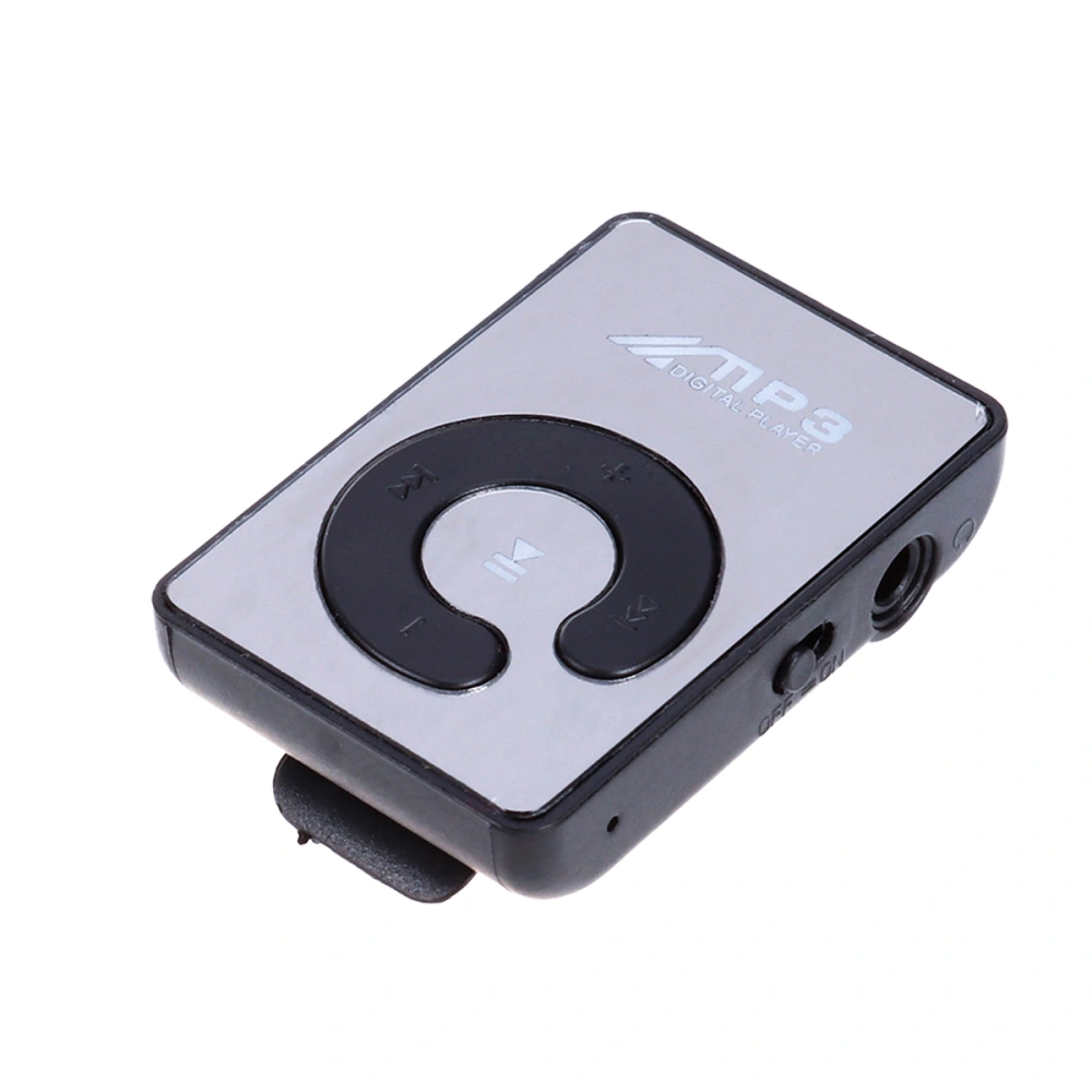 Mini Mirror Music MP3 Player Clip Support 8GB TF With USB Cable Earphone (Black)