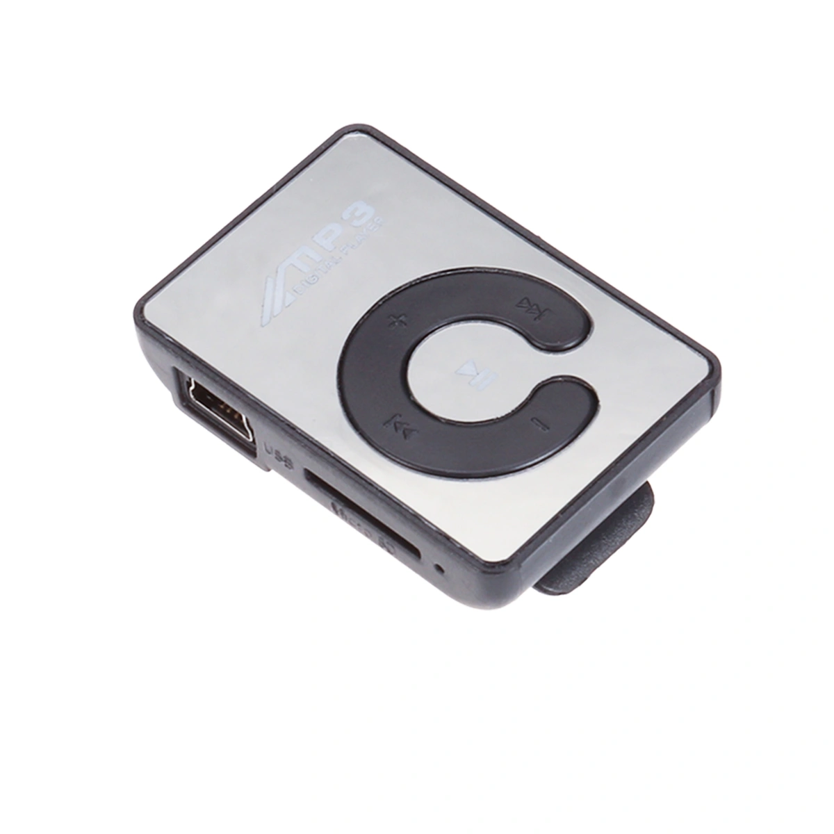 Mini Mirror Music MP3 Player Clip Support 8GB TF With USB Cable Earphone (Black)