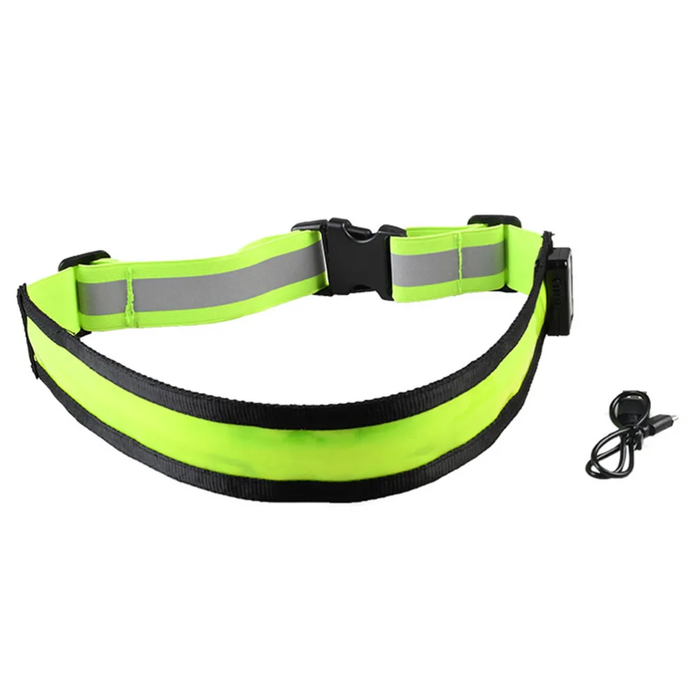 LED Reflective Belt Adjustable Reflective Safety Rechargeable Belt (Green)