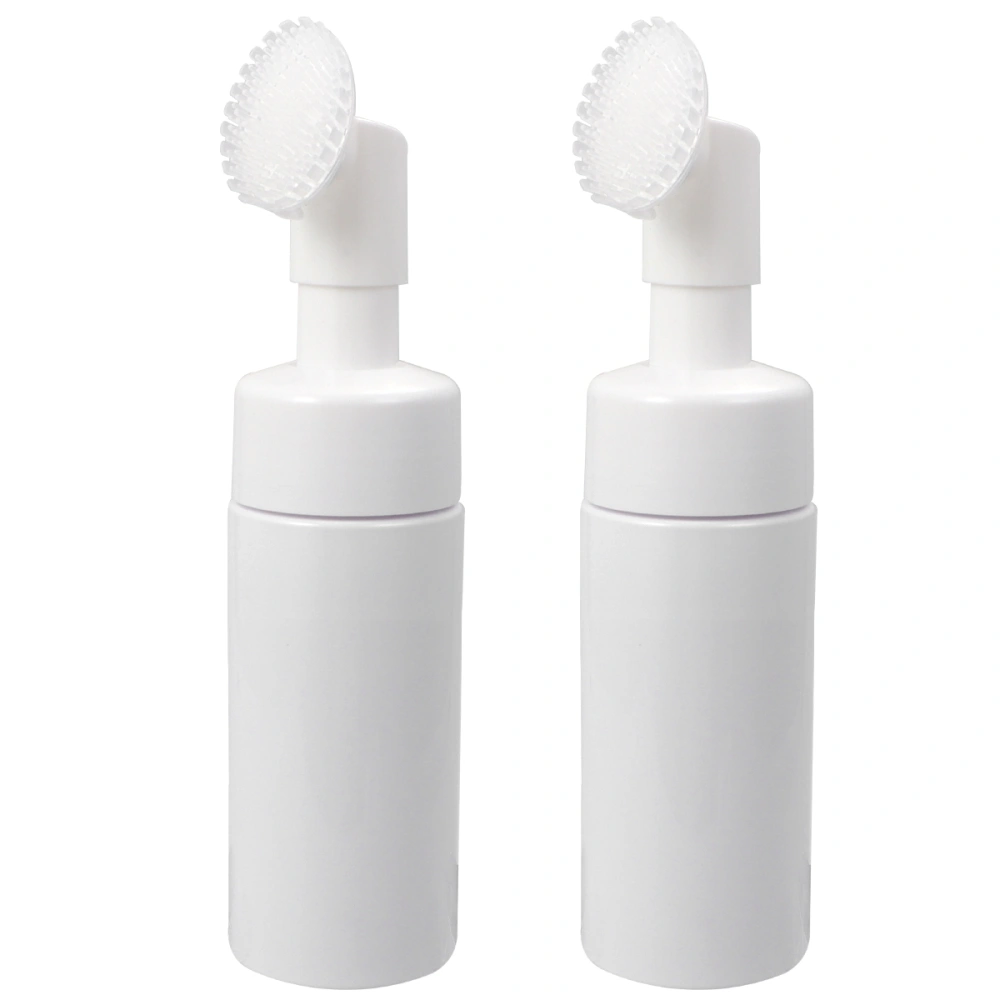 2PCS Brush Head Empty Bottle Portable Facial Cleanser Sub Bottle Foaming Cosmetics Bottles Multi-purpose Cosmetics Bottle for Travel Home (120ml White)