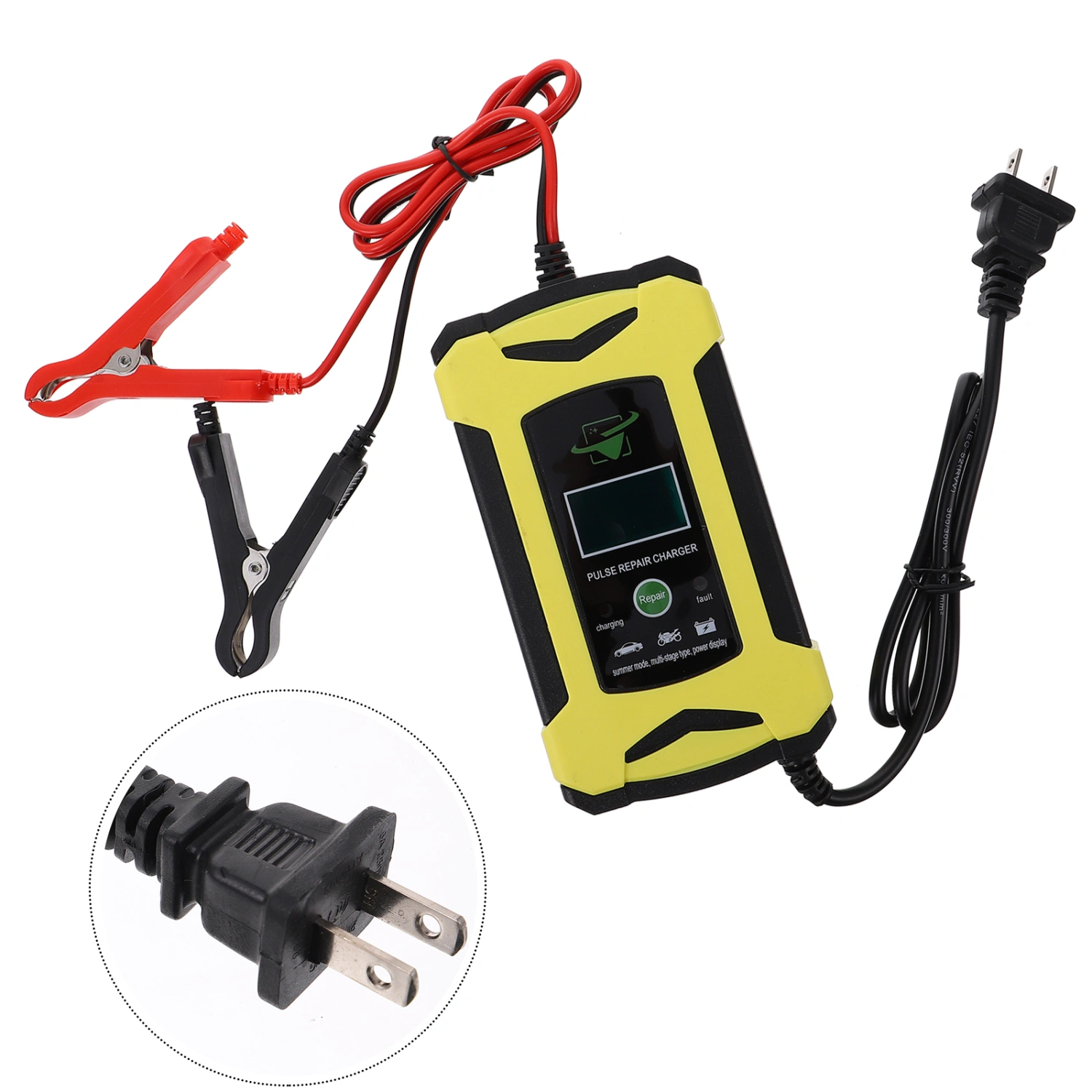 1pc Car Battery Charger Intelligent Auto Charger Pulse Repair Starter - US Plug