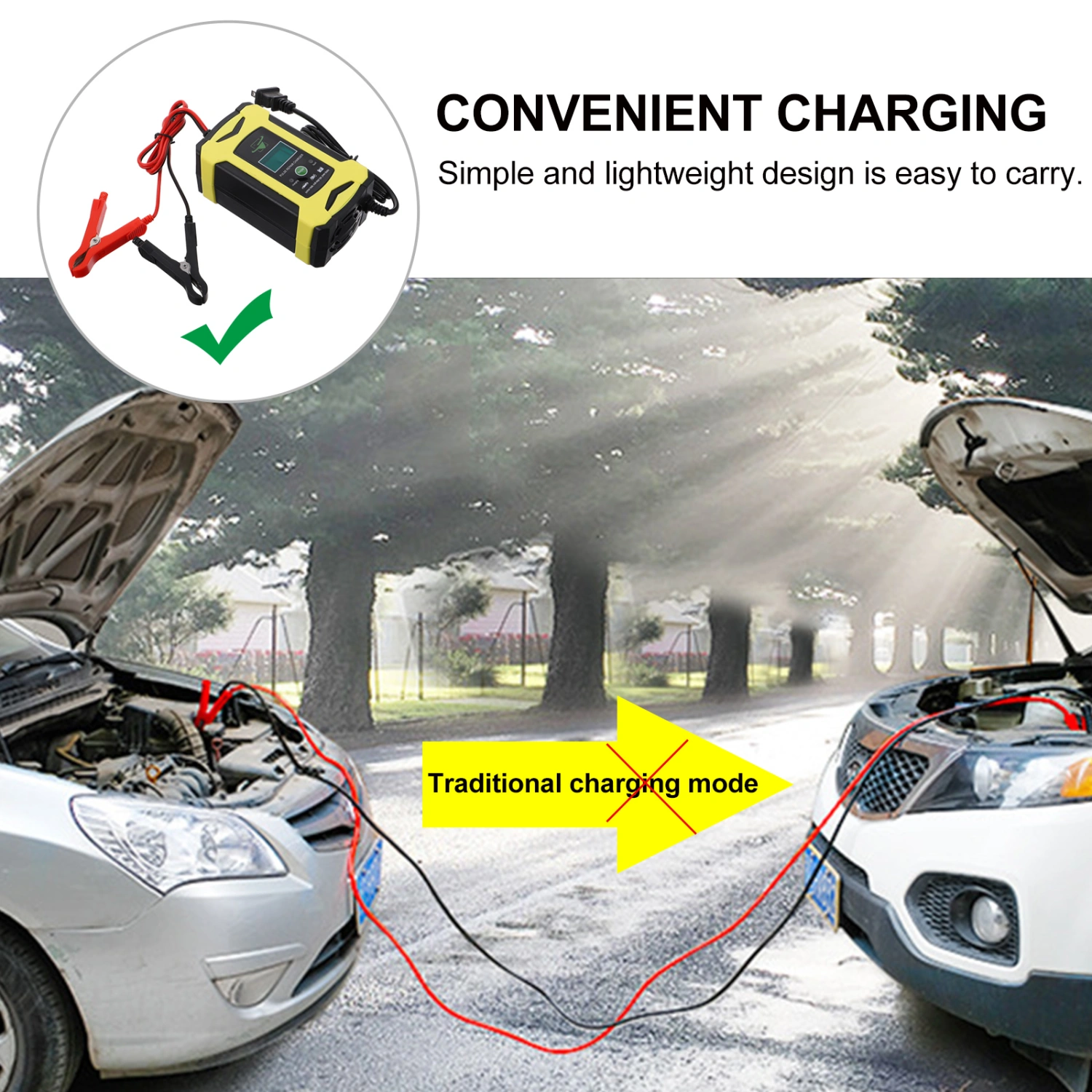 1pc Car Battery Charger Intelligent Auto Charger Pulse Repair Starter - US Plug
