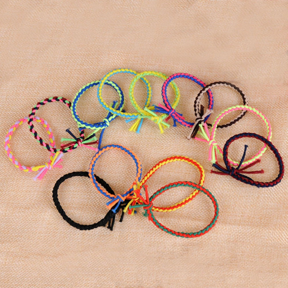 20pcs Handcraft Knitting Stretch Colorful Hair Ties Elastic Hair Ring Ponytail Holders Hair Accessories (Random Color)