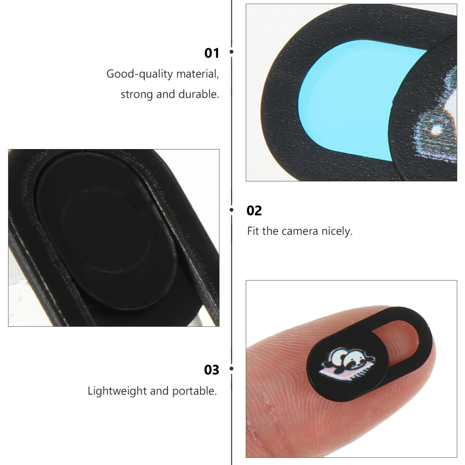 3pcs Camera Cover Slide Panda Pattern Privacy Protection Webcam Cover Slide