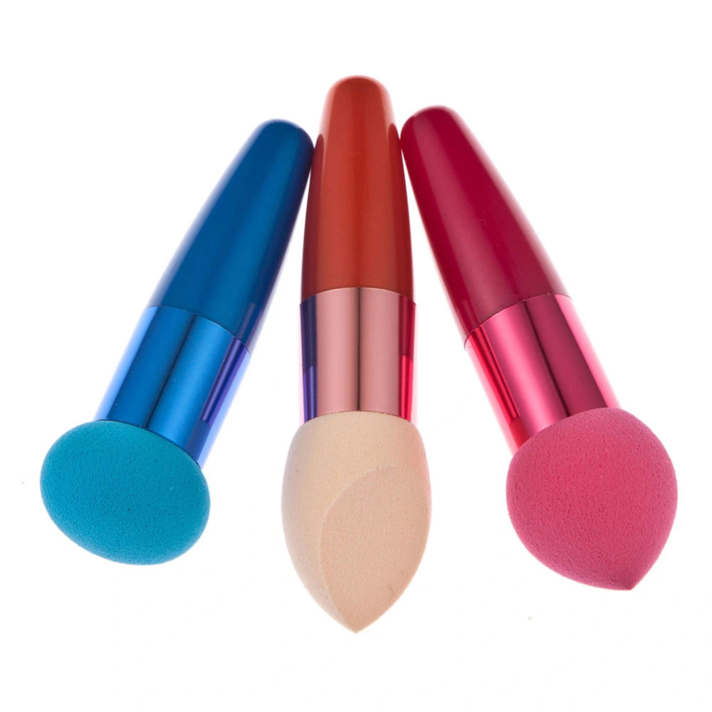 3PC Women Cosmetic Liquid Cream Foundation Concealer Sponge Lollipop Brush (Random Color)