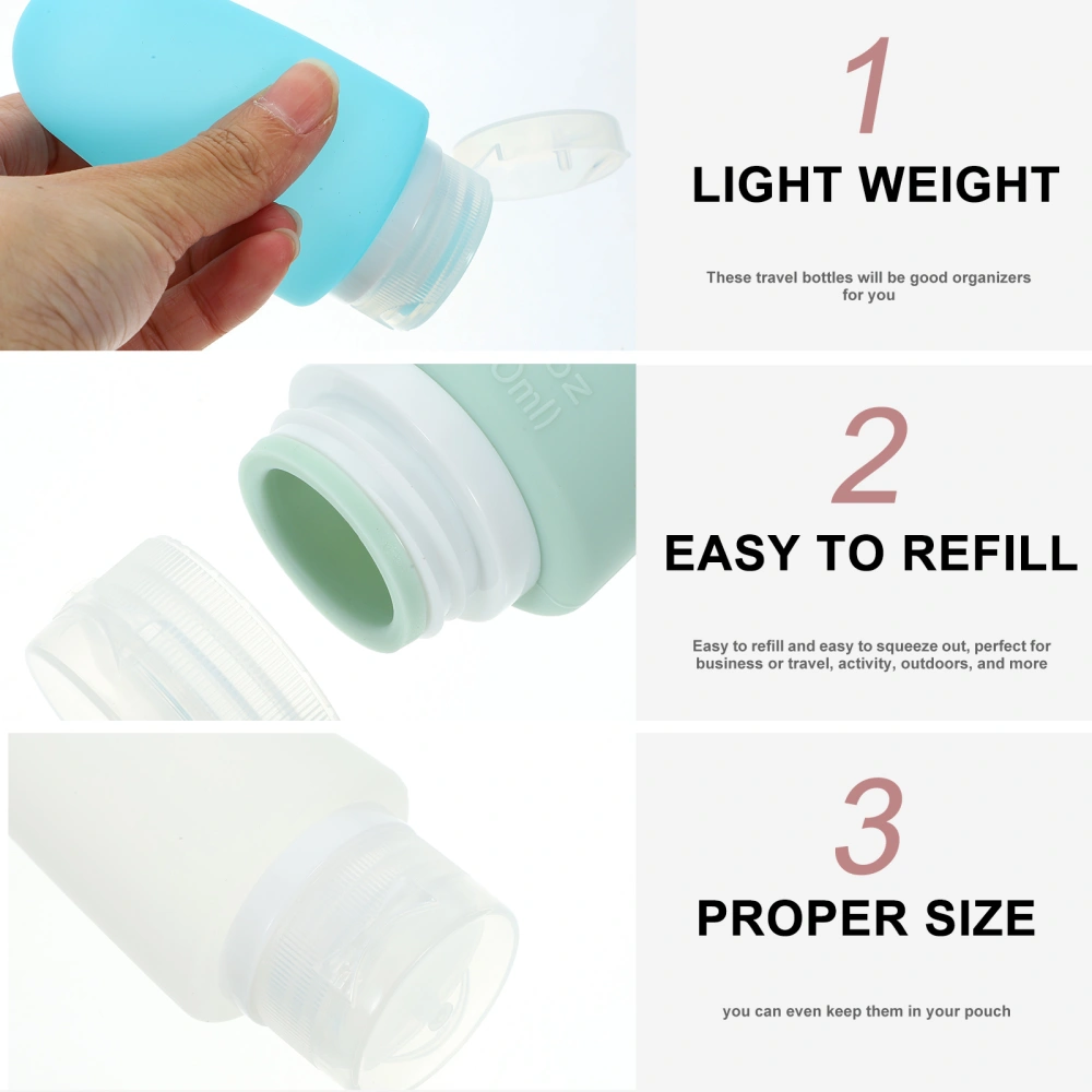 4Pcs Silicone Travel Bottle Leakproof Refillable Squeezable Toiletries Tubes Lotion Liquid Shampoo Containers