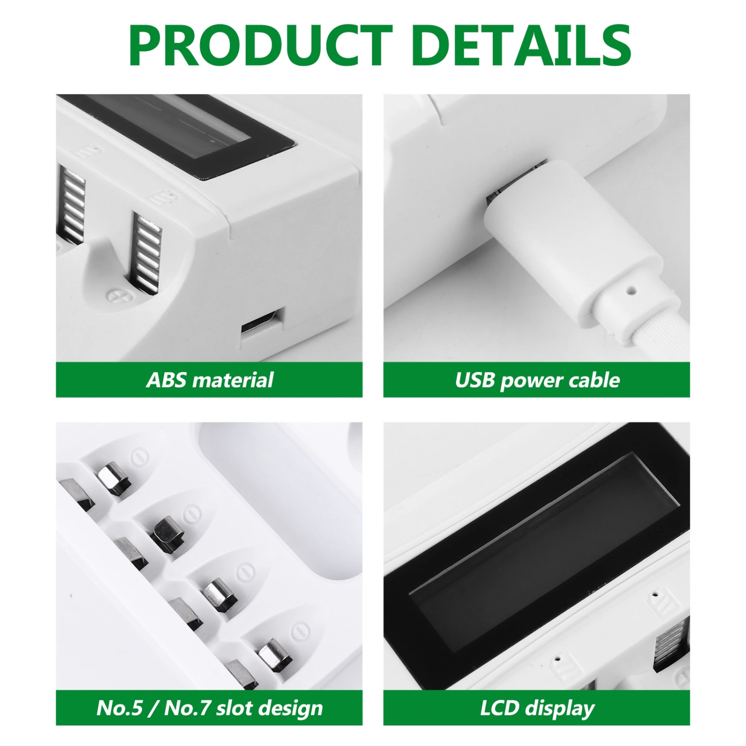 Universal Battery Charger for Rechargeable Batteries 4 Bay LCD Battery Charger