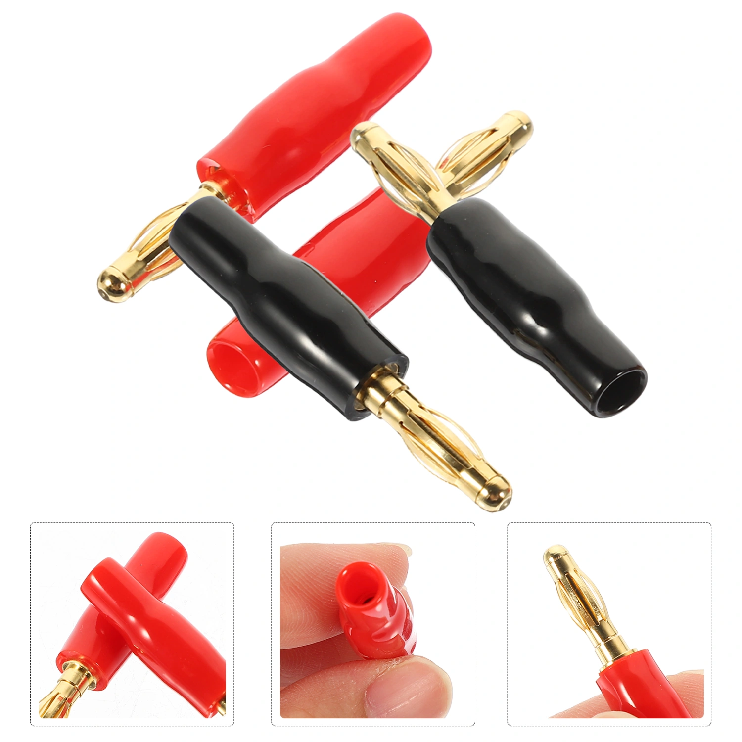 4Pcs Banana Plugs Speaker Cable Connectors Plugs Gold Plated for Amplifier (4mm)