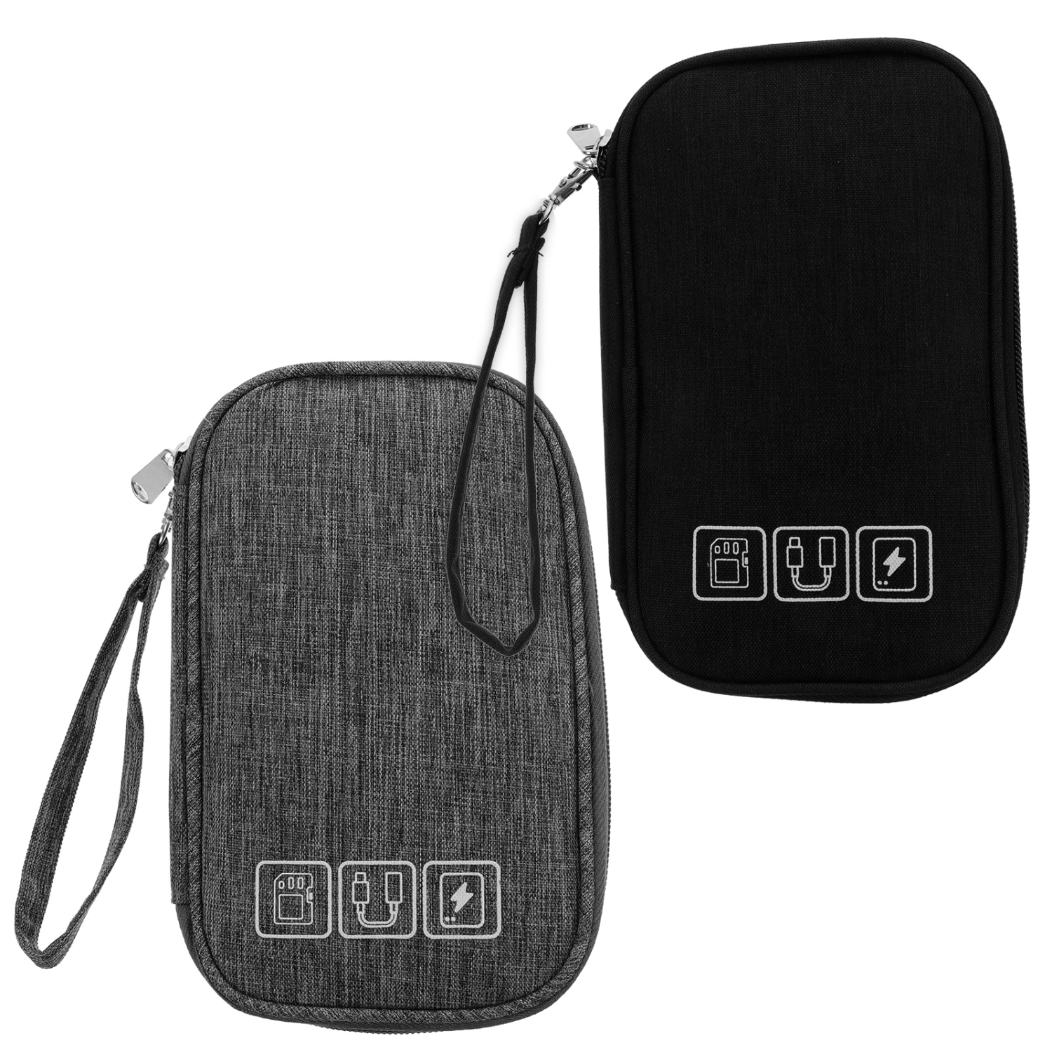 2pcs Electronic Organizer Bag Data Cable Storage Bag Travel Digital Cable Pouch