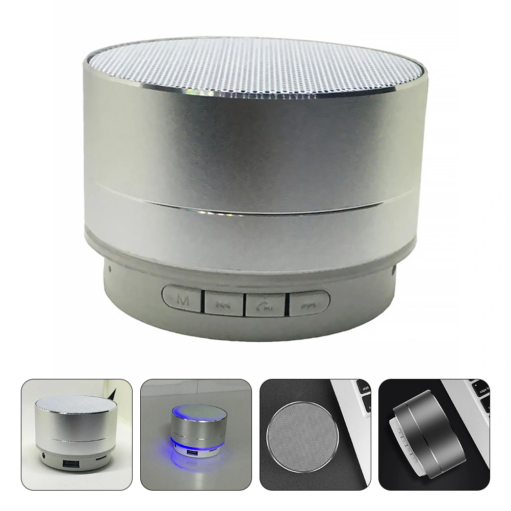 WirelessSpeaker HiFi Super Bass Subwoofer Stereo Speaker Sound Box Music Player Support Microphone U Disk TF (Silver)