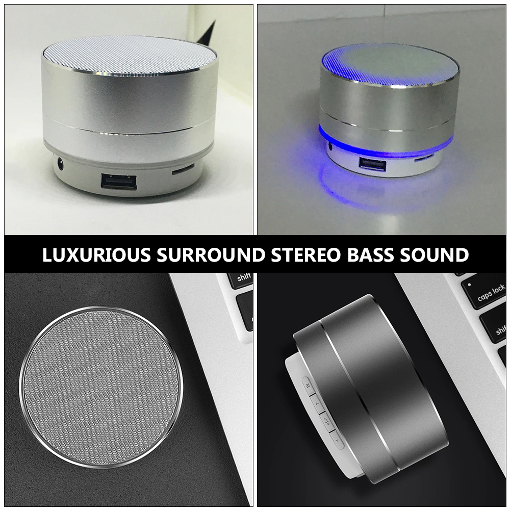 WirelessSpeaker HiFi Super Bass Subwoofer Stereo Speaker Sound Box Music Player Support Microphone U Disk TF (Silver)