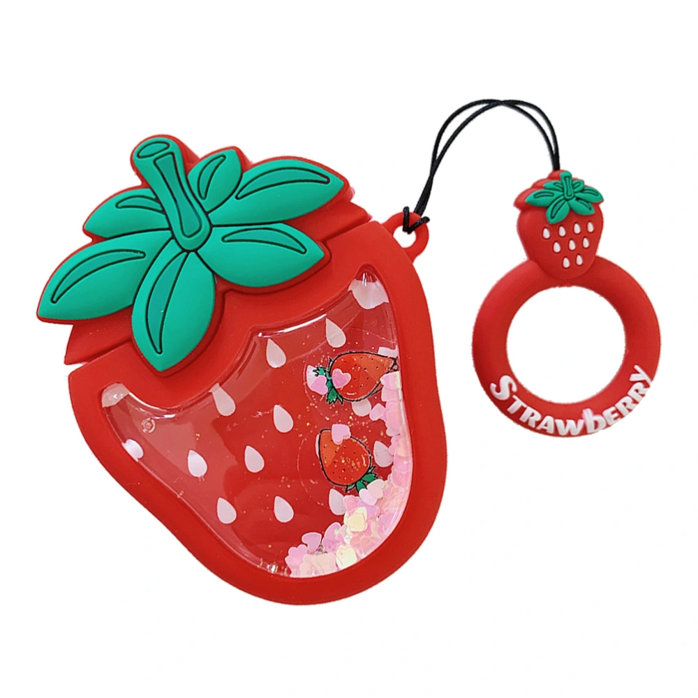 Quicksand Design Fruit Wireless Earphone Case Cover Portable Cartoon Headset Case Protector Compatible for AirPods 1/2 (Strawberry)