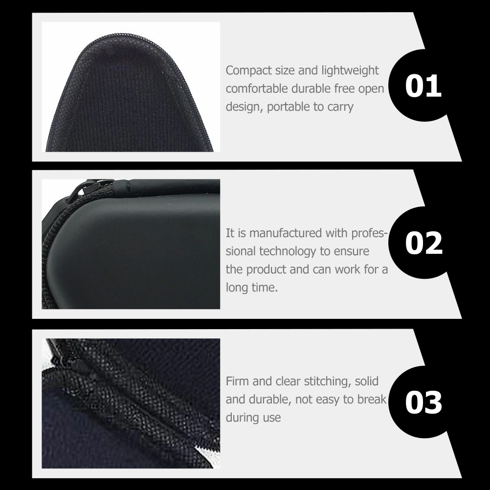 3pcs Portable Finger Peg-tops Storage Pouches Cable Cases Fidget Holders (Black)
