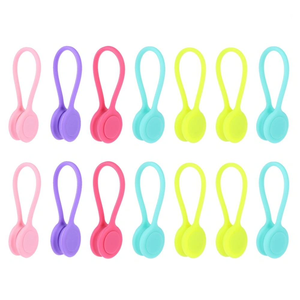 14pcs Magnetic Ties Headset Shape Cord Keeper Cable Management Earphone Cord Winder for Bundling Organizing (Mixed Color)