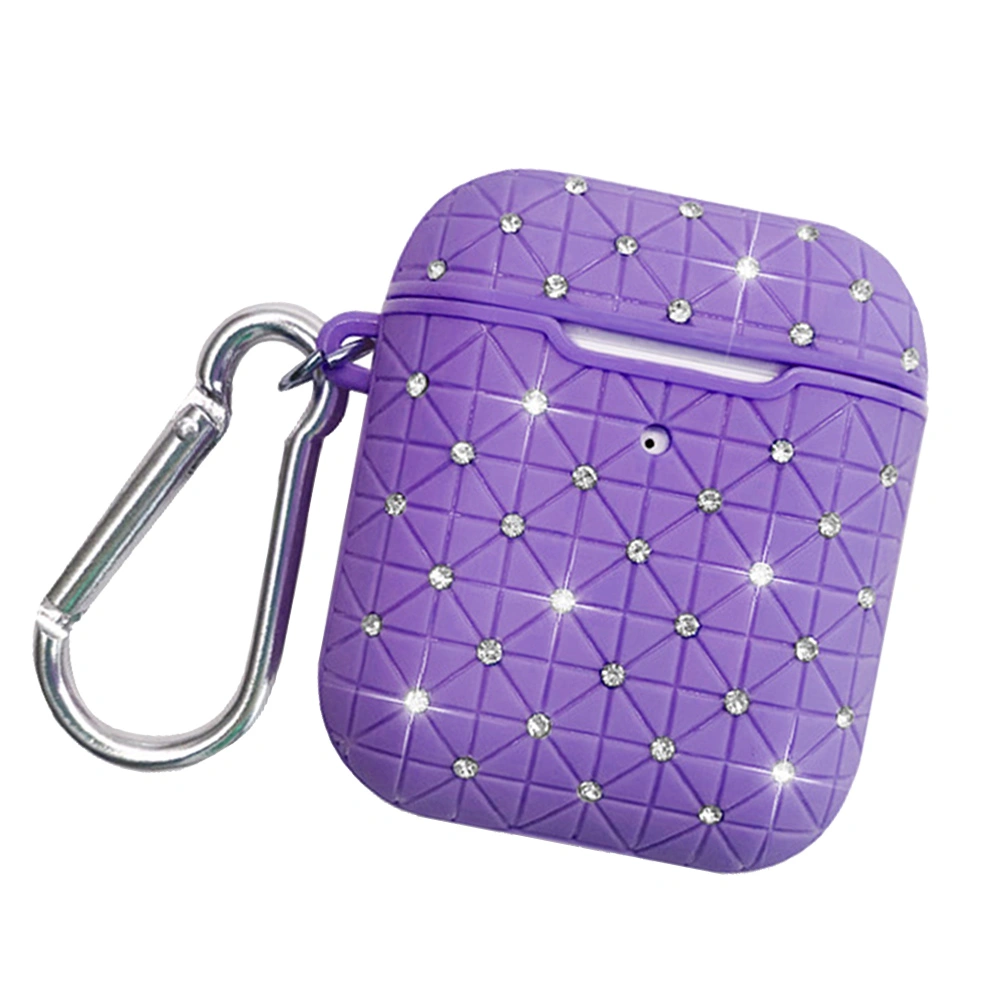 Wireless Earphone Storage Case Protector Diamond TPU Headset Cover Compatible for AirPods 1/2 (Purple)