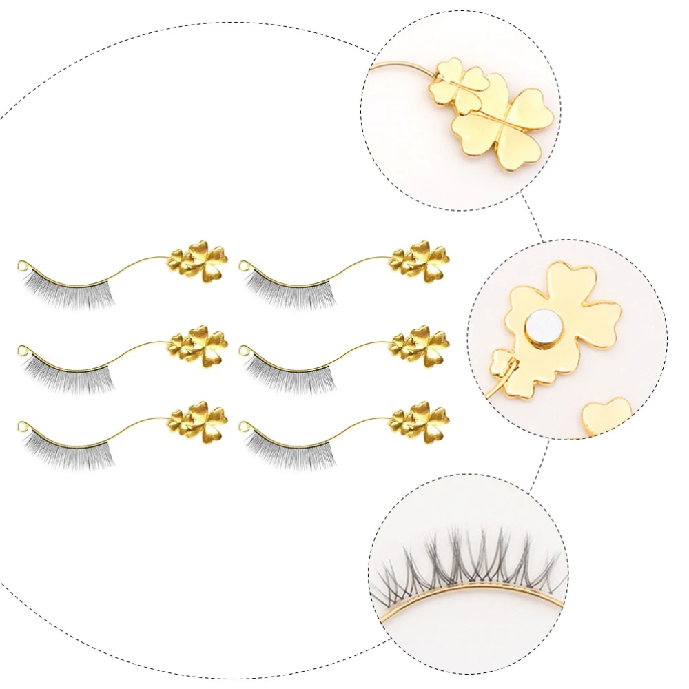 6Pairs Eyelash Exhibit Auxiliary Tool Eyelash Display Tool Salon Supply Golden