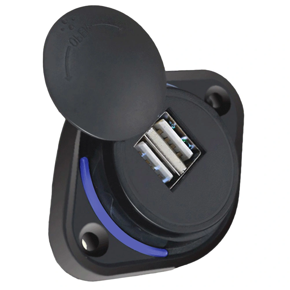 Double USB Modified Car Charger 3.1A Sliding Cover Intelligent Car Charger 12-24V for Car Auto Motorcycle Boat Bus (Blue Light)