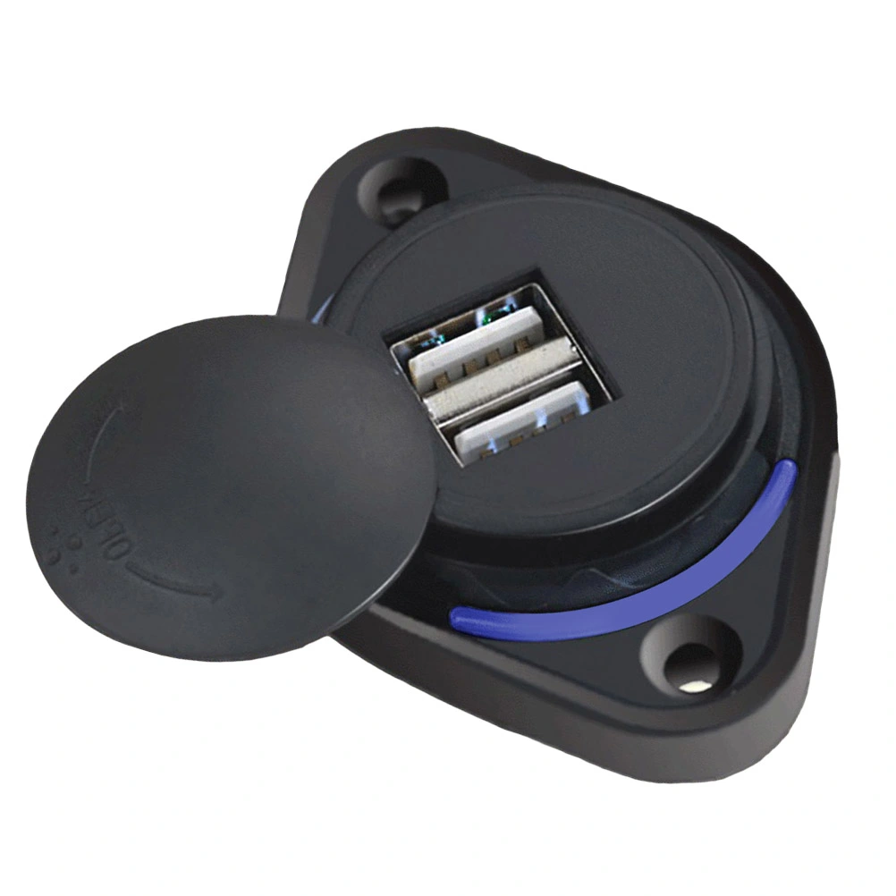 Double USB Modified Car Charger 3.1A Sliding Cover Intelligent Car Charger 12-24V for Car Auto Motorcycle Boat Bus (Blue Light)